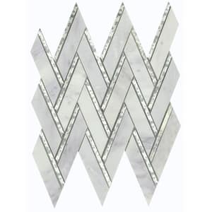 Impulse Winter 13.98 in. x 15.16 in. Chevron Glossy Marble Mosaic Tile (1.471 sq. ft./Each)