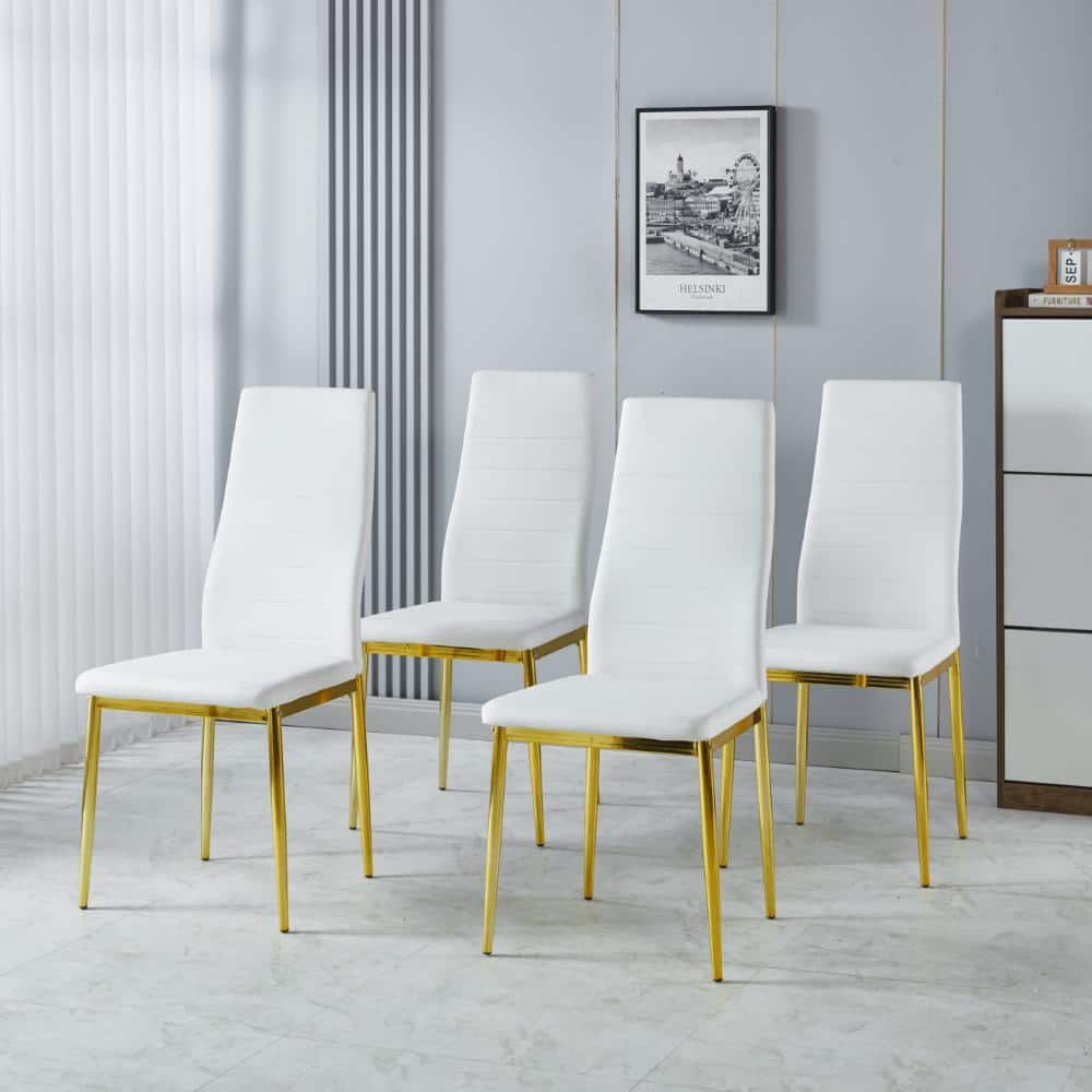 White Upholstered Dining Chairs with Metal Legs 4 of Chairs Included price history on PriceWatchPro