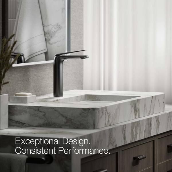 KOHLER Avid Tall Single-Hole with Handle Bathroom Faucet, 1.2 GPM in Matte Black