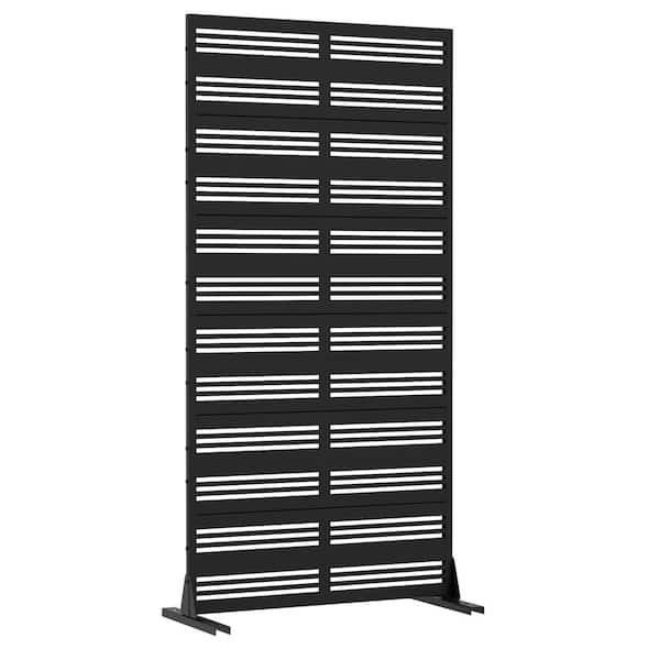 6-Piece 35.43 in. W x 72.05 in. H Rectangle Black Metal Privacy Screen Outdoor Decorative Art Panel