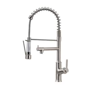 Spring Single Handle Pull Down Sprayer Kitchen Faucet with spray and stream in Brushed Nickel