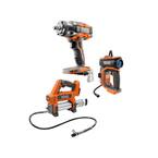 18V Cordless 3-Tool Combo Kit with Grease Gun, Impact Wrench, and Inflator (Tools Only)