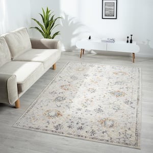 Alaya Light Gray/Multicolor 7 ft.9 in. x 9 ft.9 in. Floral Performance Area Rug