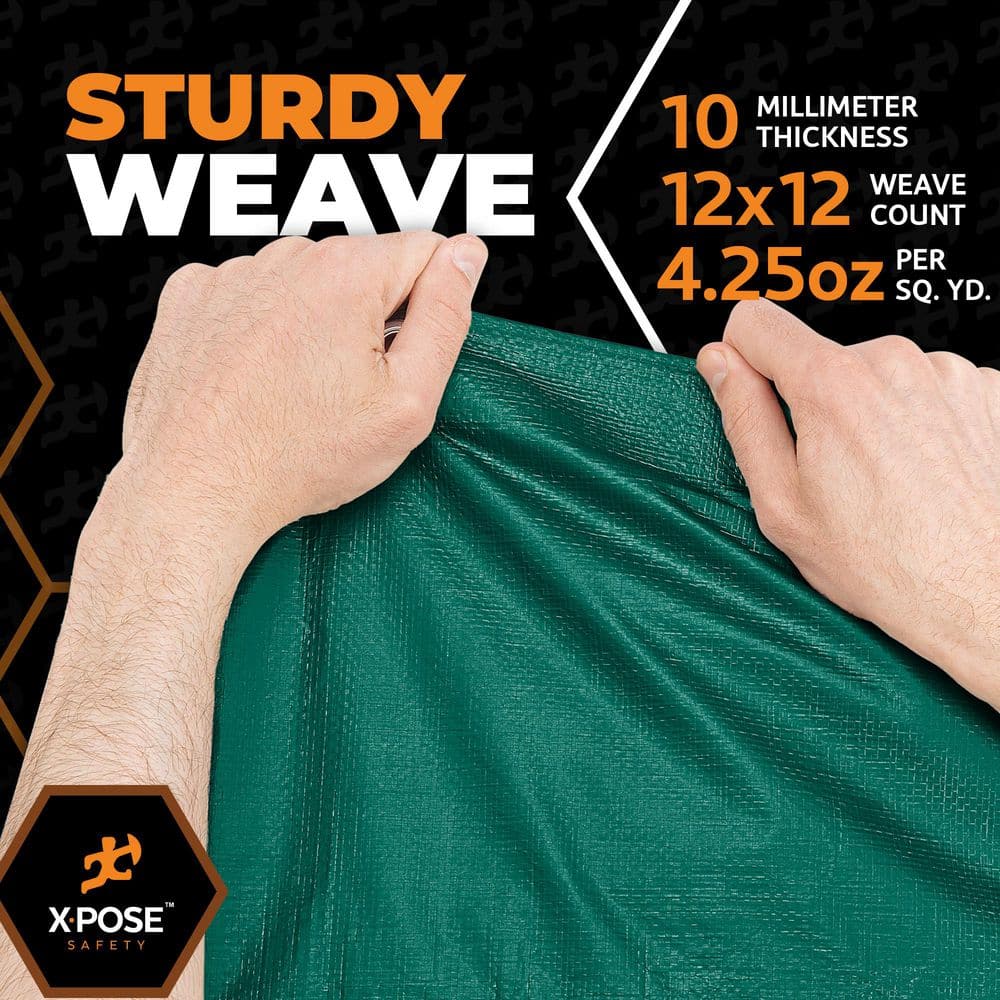 Heavy Duty Green and Black Poly Tarp 30' x 40' 10 Mil