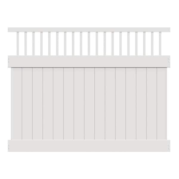 Barrette Outdoor Living Rainier 6 ft. x 8 ft. White Vinyl Closed Picket Top Fence Panel