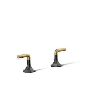 Occasion Lever Bathroom Sink Faucet Handles, Matte Black with Moderne Brass