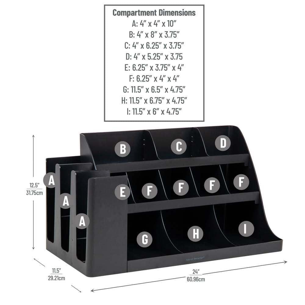 Black High Impact Polystyrene 14-Compartment Food Storage Station