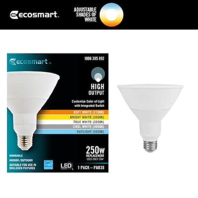 EcoSmart 250-Watt Equivalent PAR38 Dimmable CEC LED Spot Light Bulb with Selectable Color Temperature (1-Pack) G122P385