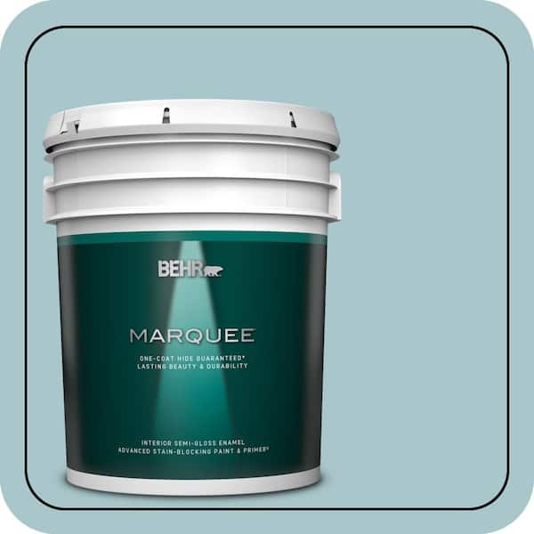 BEHR MARQUEE 5 gal. #S450-3 Spring Storm One-Coat Hide Semi-Gloss Enamel Interior Paint & Primer