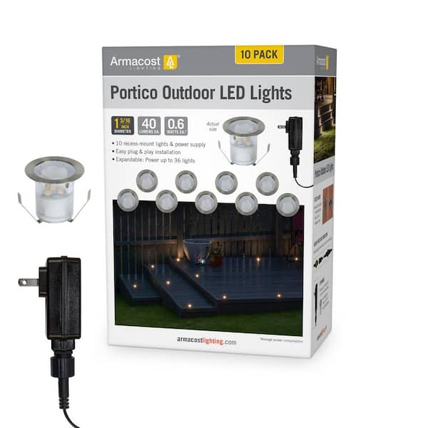 Armacost Lighting Portico 12-Volt Hardwired White Recessed Outdoor LED Light Starter Kit Metallic (10-Pack)