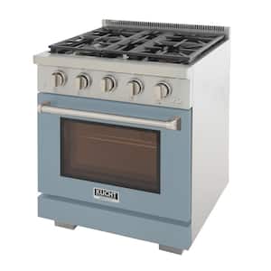 Professional 30 in. 4.2 cu. ft. 4-Burners Freestanding Natural Gas Range in Light Blue with Convection Oven