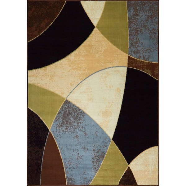 Optimum Napoli Beige/Black 5 ft. x 7 ft. Geometric Area Rug