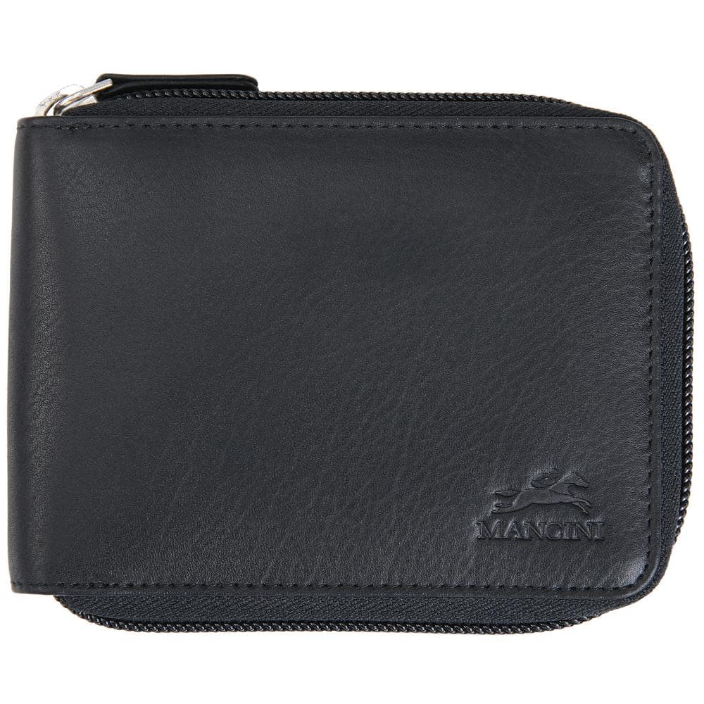 MANCINI Monterrey Collection Black Leather RFID Secure Zippered Wallet ...