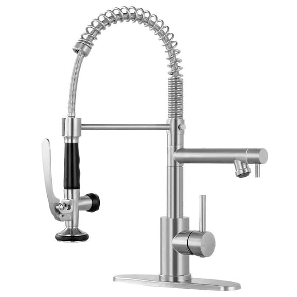 Single Handle Pull Down Sprayer Kitchen Faucet with Advanced Spray, Pull Out Spray Wand in Brushed Nickel