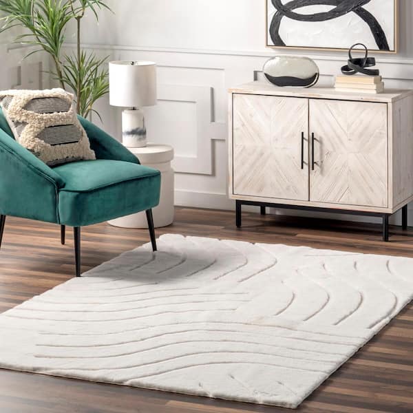 Camari White 5 ft. x 8 ft. Solid Area Rug