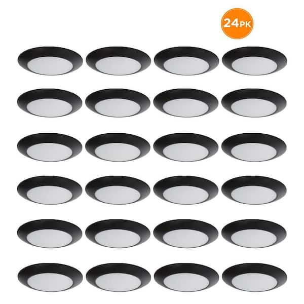 24-Pack 8 in. Matte Black LED Flush Mount Disk Light Fixture 900-1100-1400 Lumens 2700K-5000K Dimmable