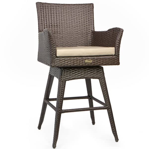 Barton Rattan Crawford Wicker Outdoor, Outdoor Bar Chairs Home Depot