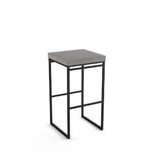Easy 26 in. Silver Grey Polyester / Black Metal Counter Stool