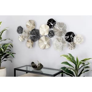 59 in. x  25 in. Metal Silver Textured Plate Wall Decor with Black Accents