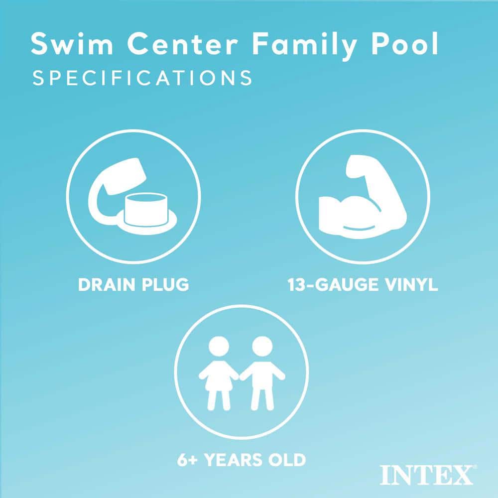 Aqua and White Rectangular Inflatable Family Pool, 90" x 60" x 19"