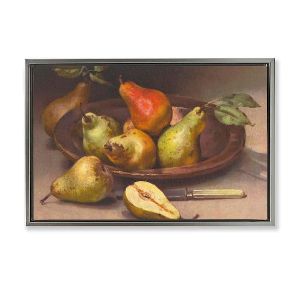Stupell Industries Classic Pears Still Life by Tina Higgins Designs, Inc. Gray Floater Frame Food Graphic Art Print 21 in. x 31 in.