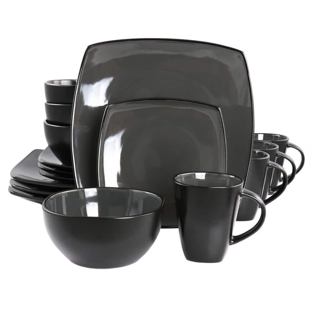 Soho Lounge 16-Piece Square Stoneware Dinnerware Set in Grey price history on PriceWatchPro