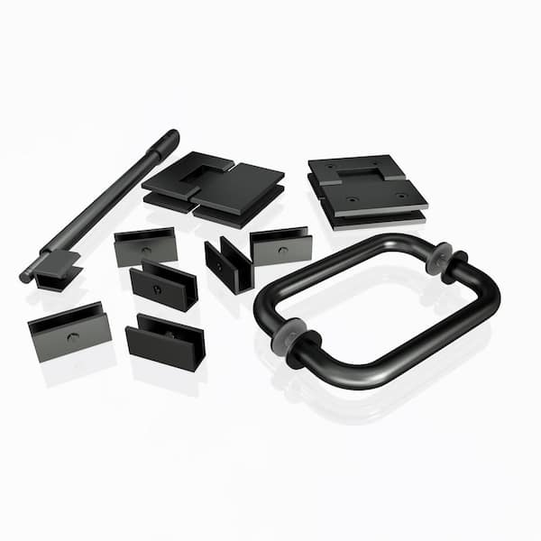Glass Warehouse 78 in. 90 Degree Glass Hinged Hardware Pack in Oil Rubbed Bronze with Handle
