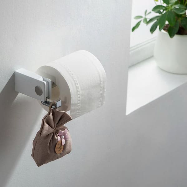 Bathroom Accessories Wall Mounted Toilet Paper Holder with Hook Round Post in Chrome/White