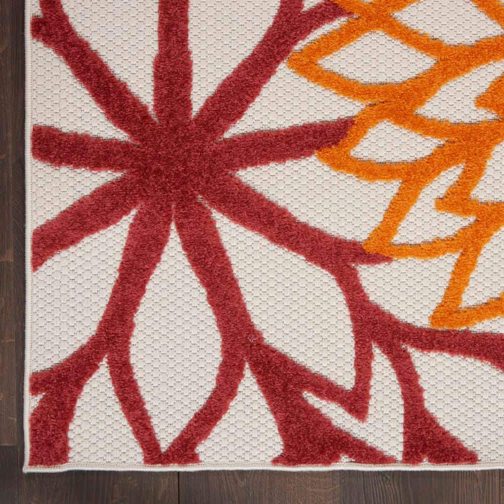 Tropical Elegance Red Floral Synthetic Runner Rug 2'x6'