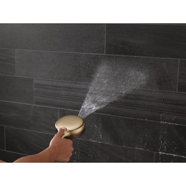 Gold 7-Spray Patterns 4.5 in. Wall Mount Handheld Shower Head 1.75 GPM with Cleaning Spray in Champagne Bronze
