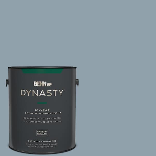 BEHR DYNASTY 1 Gal. #N480-4A Dusty Denim Semi-Gloss Enamel Exterior Stain-Blocking Paint and Primer