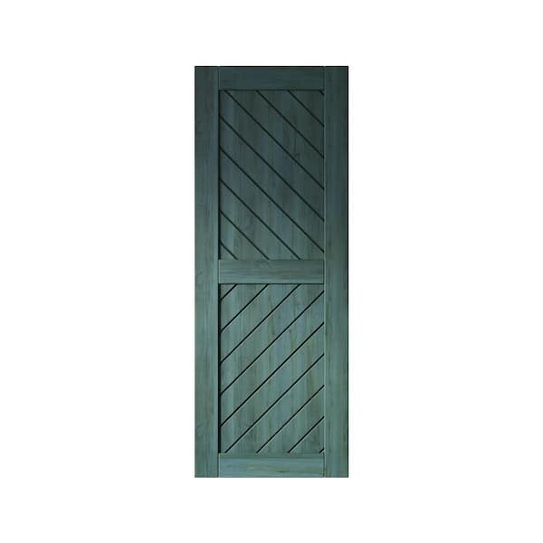 HOMACER XT4 30 in. x 80 in. C-Panel Solid Core Royal Pine Slanted Stripe Design Pine Wood Interior Sliding Barn Door Slab