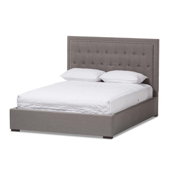 Baxton Studio Taylor Gray Fabric Upholstered Queen Platform Bed