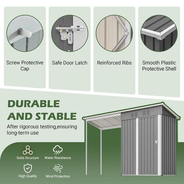 DIEGO A カタログ 5 ft. W x 3 ft. D Metal Shed Easy Assembly Lean-To Storage Open