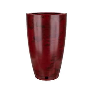 Amsterdan Medium Red Marble Effect Plastic Resin Indoor and Outdoor Planter Bowl