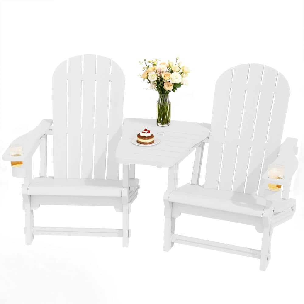 2-Piece Outdoor All-Weather HDPE Adirondack Chair Set with Umbrella Hole Tray for Patio and Garden price history on PriceWatchPro