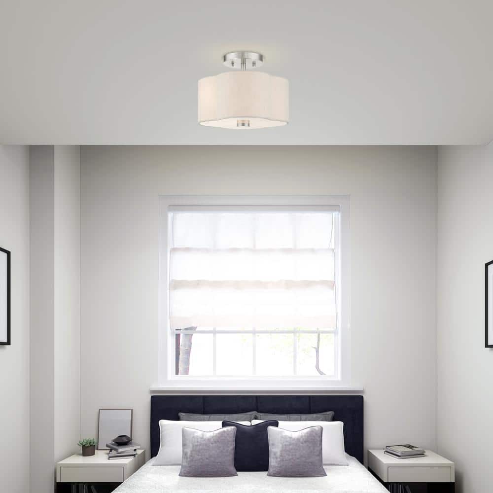Solstice Brushed Nickel 2-Light LED Semi-Flush Drum Light