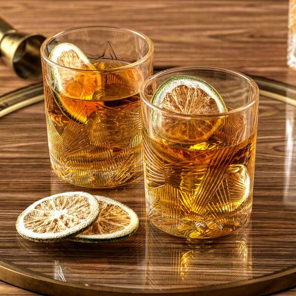 JoyJolt Revere 11 Oz Scotch Glass Old Fashioned Whiskey Drinking Glass Set  of 2