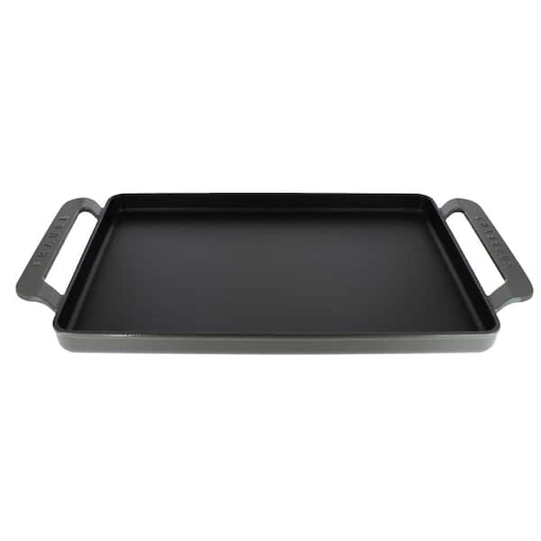 Chasseur French Enameled 14 in. Rectangular Cast Iron Griddle in Caviar Grey