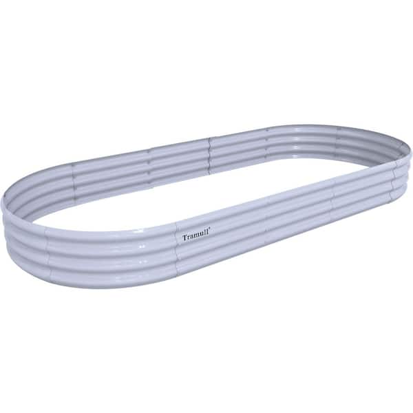 2-Pack 96 in. x 36 in. x 12 in. Outdoor Gray Oval Galvanized Steel Metal Raised Garden Bed for Vegetables Flowers Herbs