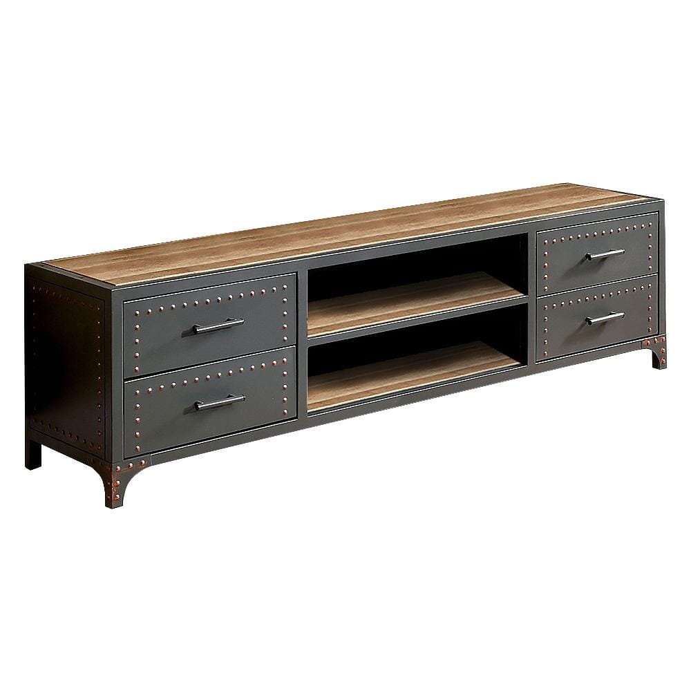 William's Home Furnishing Galway 17 in. Sand Black Wood TV Stand 62 in