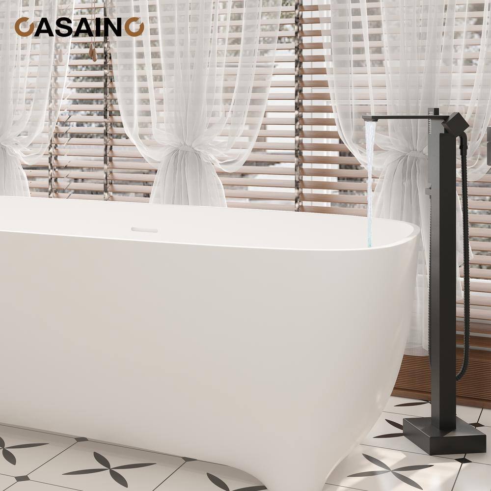 Matte Black Brass Freestanding Bathtub Faucet with Handshower