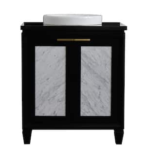 31 in. W x 22 in. D Single Bath Vanity in Black with Granite Vanity Top in Black Galaxy with White Round Basin