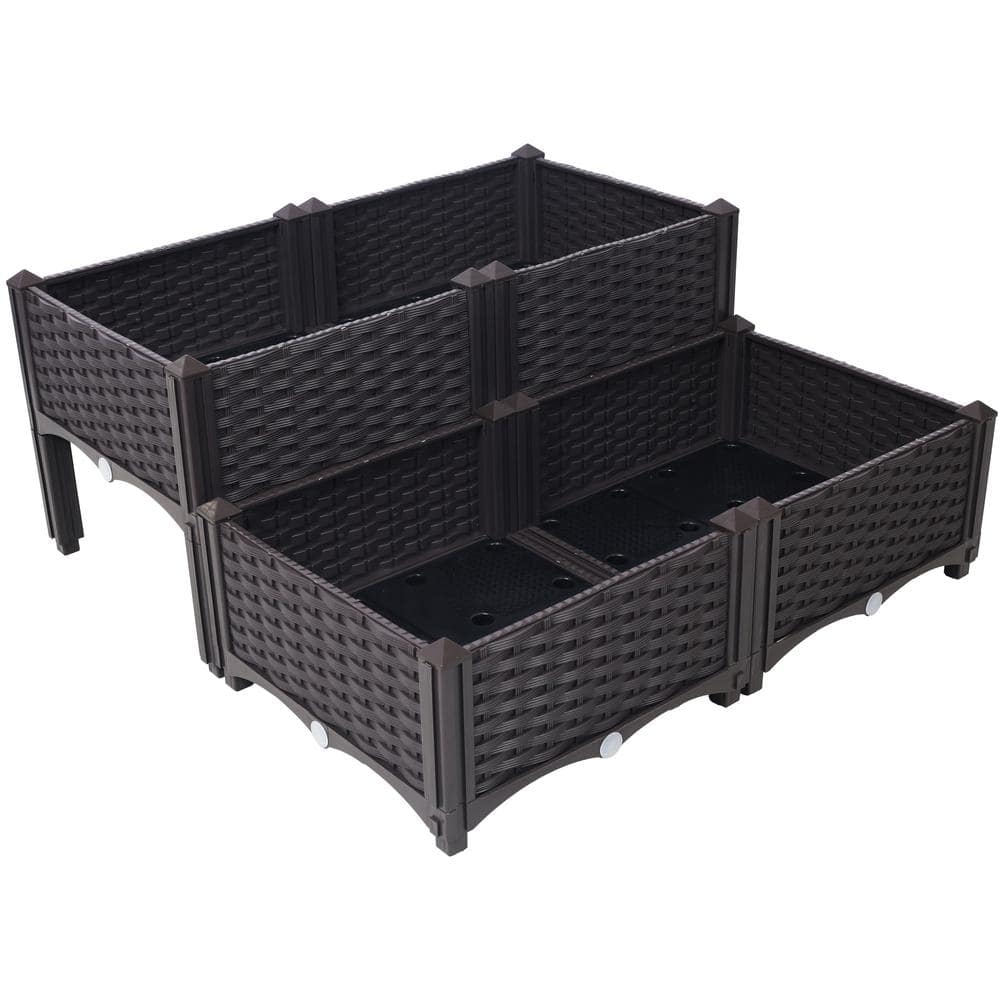 4-Piece Composite Polypropylene Raised Garden Bed with Legs - Self-Watering