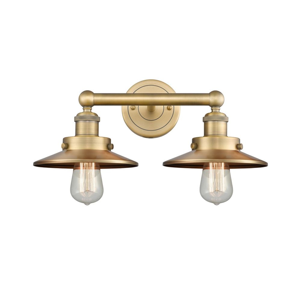 Railroad 17 in. 2-Light Brass Vanity Light with Metal Shade price history on PriceWatchPro