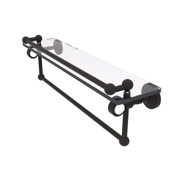 Allied Brass PacificGrove 22 in. W 6.8 in. H x 5.5 in. D Glass Rectangular Shelf in Oil Rubbed Bronze with Gallery Rail and Towel Bar