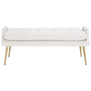 Everdeen Light Grey/Gold Entryway Bench With Cushion 47.64 in.