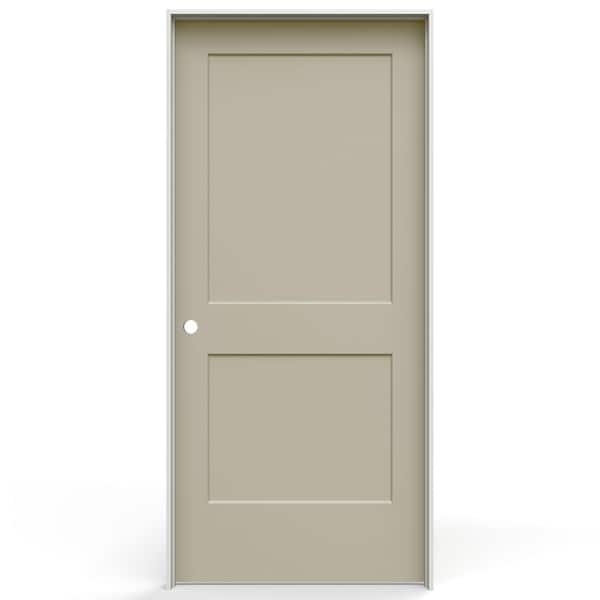 36 in. x 80 in. Monroe 2 Panel Right-Handed Solid Core Desert Sand Molded Composite Single Prehung Interior Door