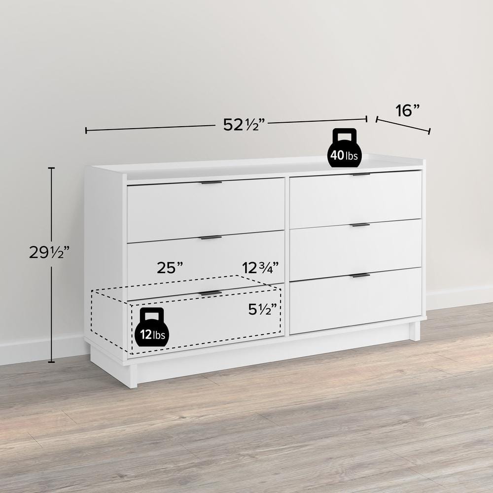 Simply Modern White Double 6-Drawer Dresser