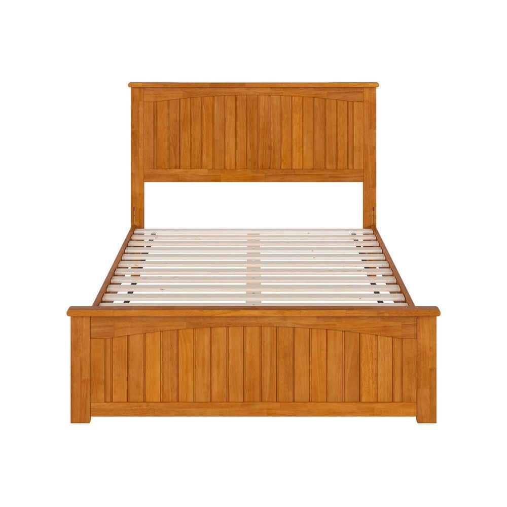 Naples Full Light Toffee Wood Platform Bed with Headboard and Slats